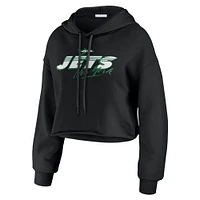 Women's WEAR by Erin Andrews Black New York Jets Prime Cropped Pullover Hoodie