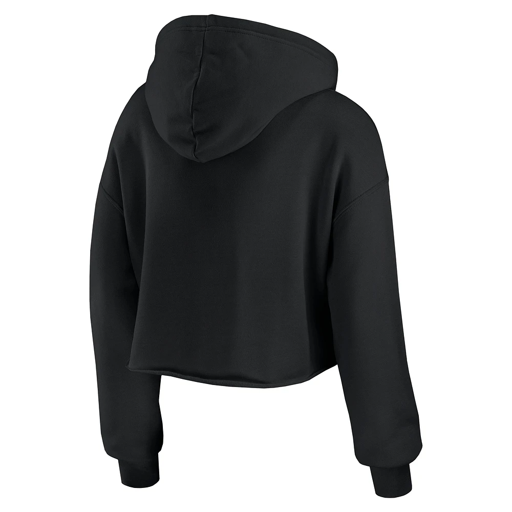 Women's WEAR by Erin Andrews Black New York Jets Prime Cropped Pullover Hoodie