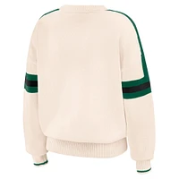 Women's WEAR by Erin Andrews  Cream New York Jets Stripe Pullover Sweater