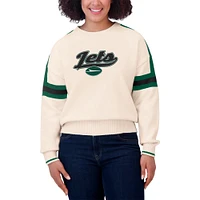 Women's WEAR by Erin Andrews  Cream New York Jets Stripe Pullover Sweater