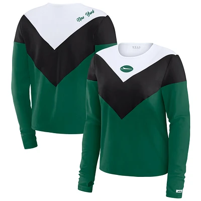 T-shirt à manches longues tri-blend vert/noir chevrons New York Jets pour femme WEAR by Erin Andrews