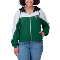 Sweat à capuche zippé blocs de couleurs vert/blanc des New York Jets pour femme WEAR by Erin Andrews