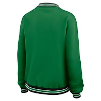 Women's WEAR by Erin Andrews Green New York Jets Oversized Long Sleeve V-Neck Sweatshirt