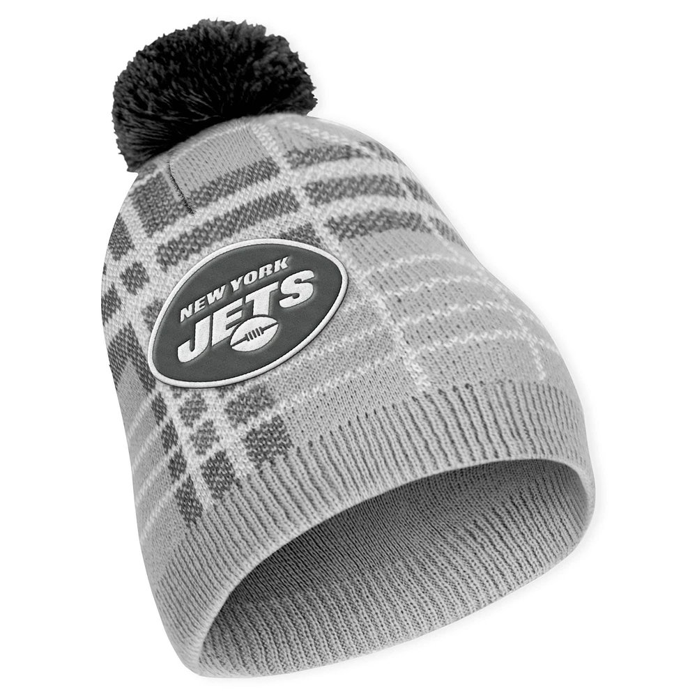 Women's WEAR by Erin Andrews New York Jets Plaid Knit Hat with Pom & Scarf Set