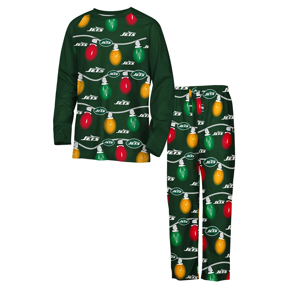 Ensemble pyjama à manches longues Garland Holiday pour jeunes New York Jets deux pièces