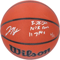 Ballon de basket-ball d'intérieur/extérieur Wilson Authentic Series autographié par Donte DiVincenzo New York Knicks avec inscription « 3-25-24 NYK Rec 11 3pts » - Édition limitée à 12