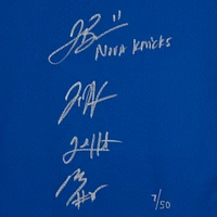 Jalen Brunson, Josh Hart, Mikal Bridges & Donte DiVincenzo New York Knicks Autographed Nike Blue Icon Swingman Jersey with "Nova Knicks" Inscription - Limited Edition of 50