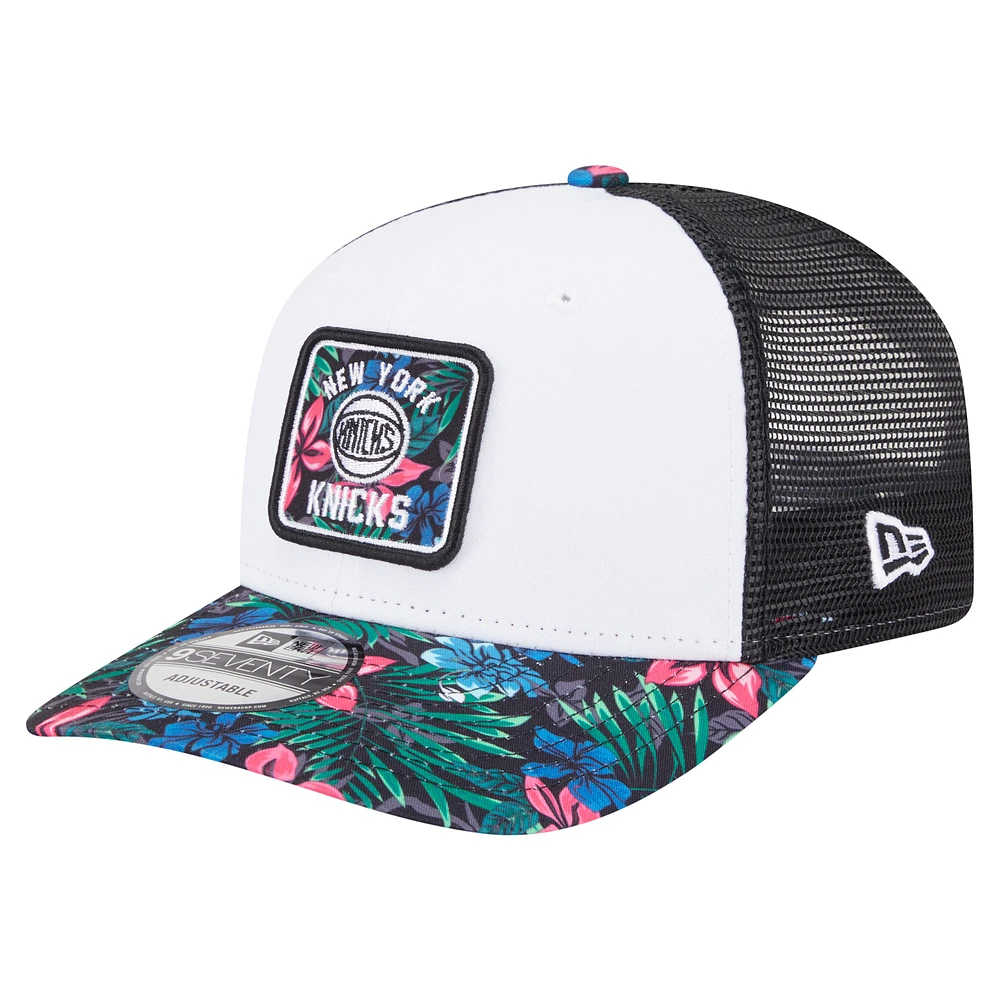 Casquette ajustable New Era blanche à motif floral New York Knicks 9SEVENTY pour homme