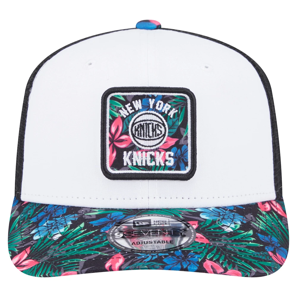 Casquette ajustable New Era blanche à motif floral New York Knicks 9SEVENTY pour homme