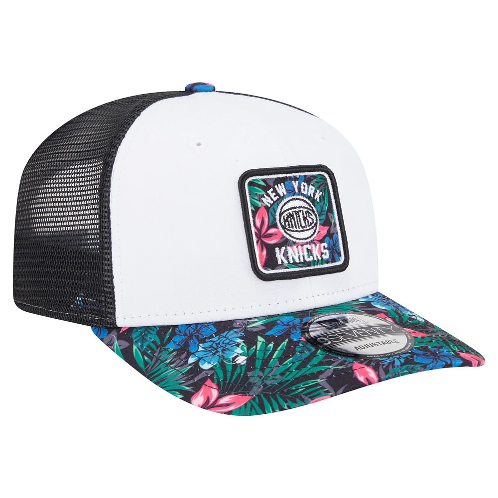 Casquette ajustable New Era blanche à motif floral New York Knicks 9SEVENTY pour homme