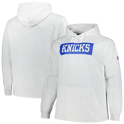 Fanatics Ash New York Knicks Big & Tall Raglan Tri-Blend Pull à capuche pour hommes