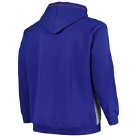 Men's Fanatics Blue/Heather Gray New York Knicks Big & Tall Contrast Pieced Stitched Full-Zip Hoodie