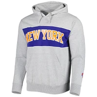 Men's Fanatics Heather Gray New York Knicks Wordmark French Terry Pullover Hoodie