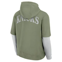 Men's Fanatics  Olive New York Knicks Elements Sleek Pullover Hoodie