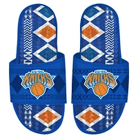 Men's ISlide Blue New York Knicks Shooting Touch Rwanda Pattern Gel Slide Sandals