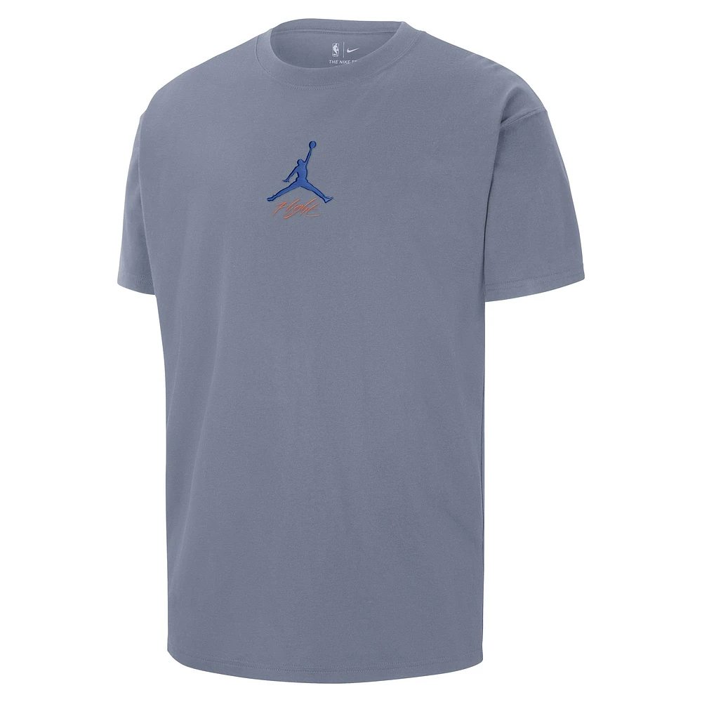 T-shirt Jordan Brand bleu pour homme New York Knicks Statement Edition Jumpman Flight Heavyweight