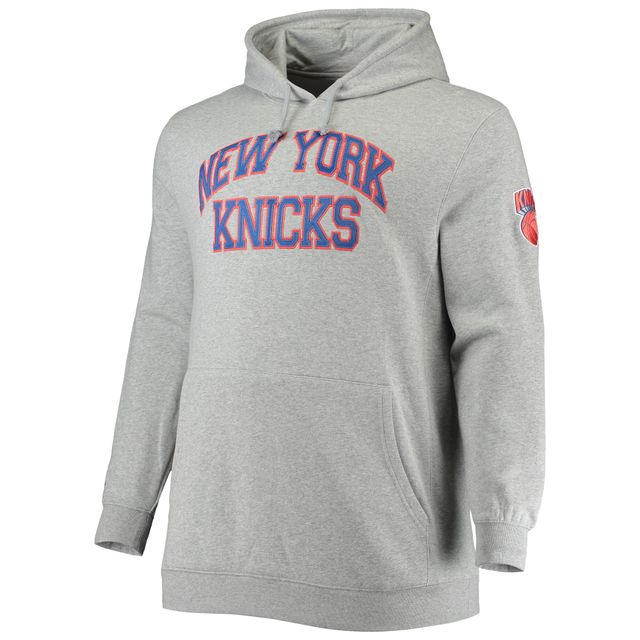 Sweat à capuche pour hommes Mitchell & Ness gris chiné New York Knicks Hardwood Classics Big Tall Throwback