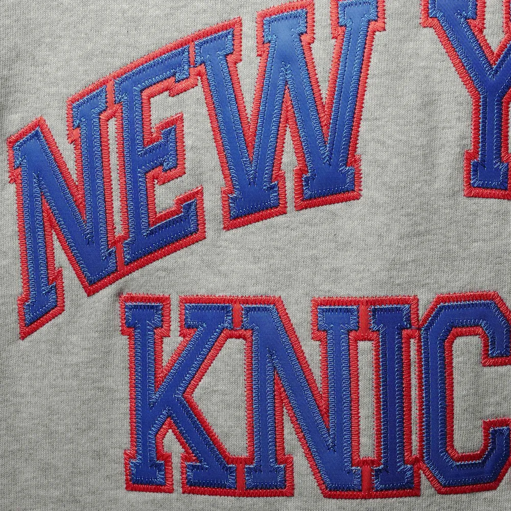 Men's Mitchell & Ness Heathered Gray New York Knicks Hardwood Classics Big Tall Throwback Pullover Hoodie
