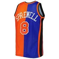 Men's Mitchell & Ness Latrell Sprewell Blue/Orange New York Knicks Hardwood Classics 1998/99 Split Swingman Jersey