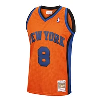 Men's Mitchell & Ness Latrell Sprewell Orange New York Knicks 1998/99 Lost on Mars Reload Swingman Jersey