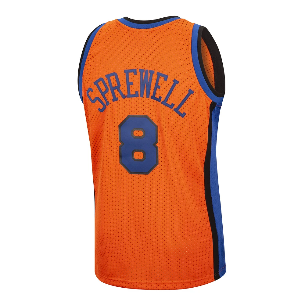 Men's Mitchell & Ness Latrell Sprewell Orange New York Knicks 1998/99 Lost on Mars Reload Swingman Jersey