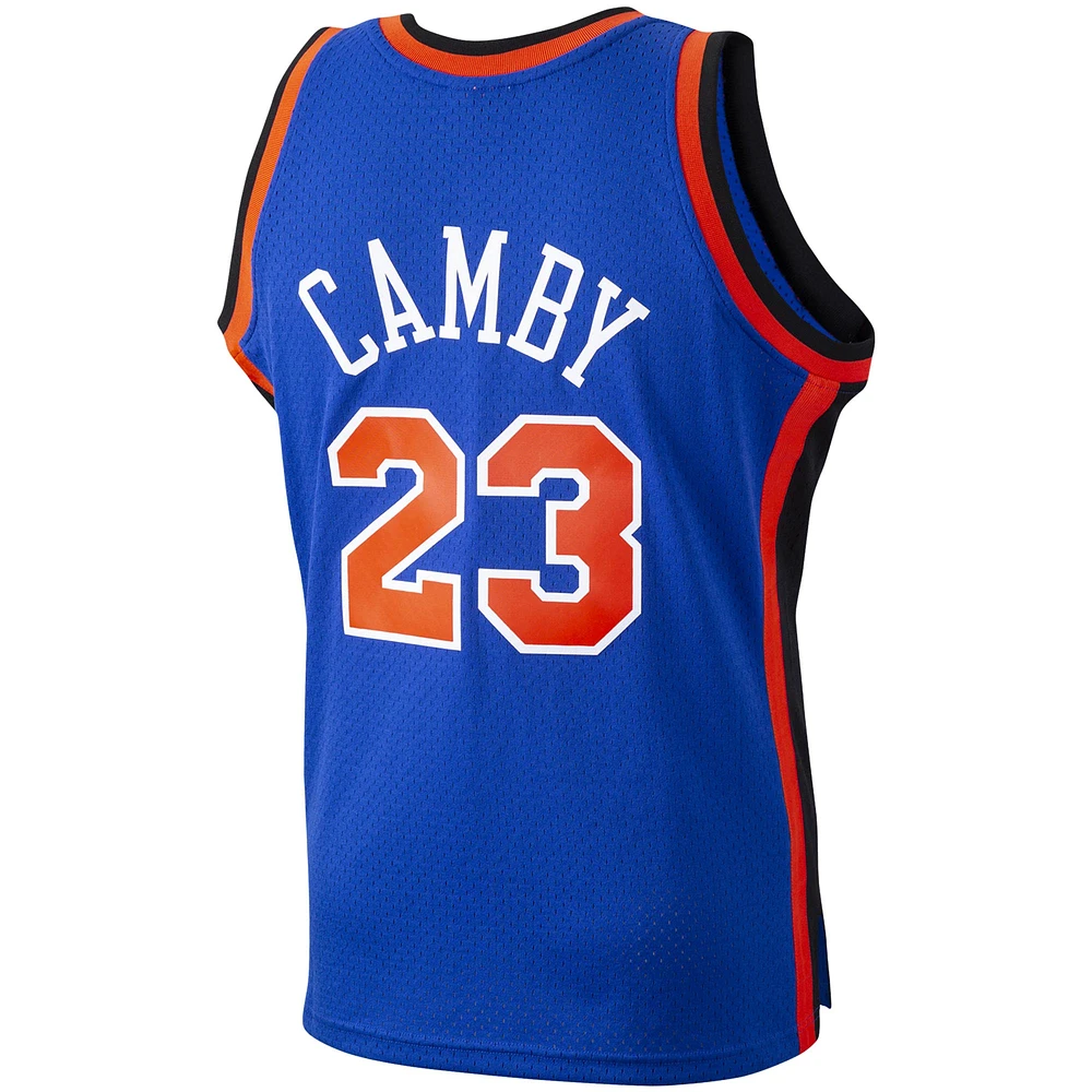 Men's Mitchell & Ness Marcus Camby Blue New York Knicks 1998/99 Hardwood Classics Swingman Jersey