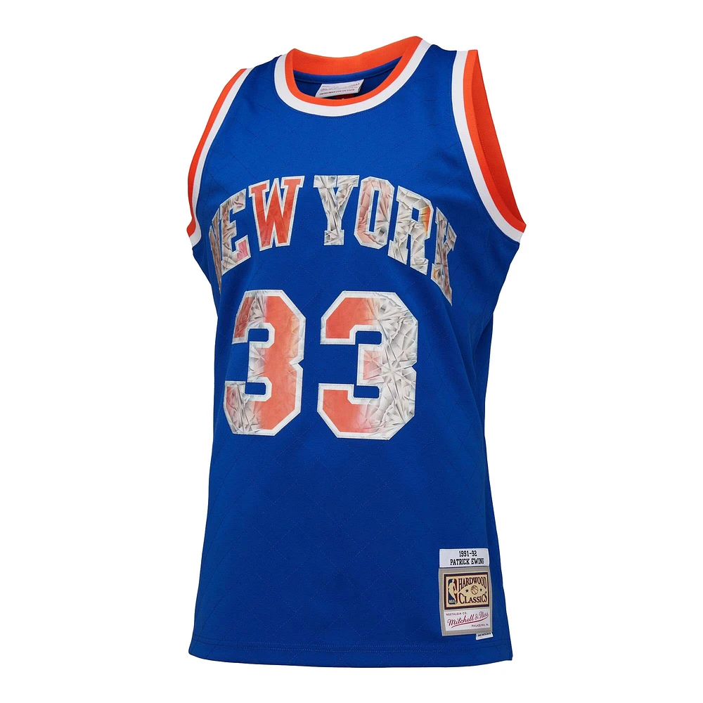 Men's Mitchell & Ness Patrick Ewing Blue New York Knicks 1991/92 Hardwood Classics 75th Anniversary Diamond Swingman - Jersey