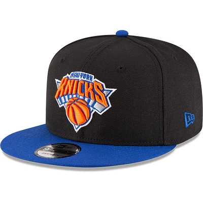 Casquette New Era New Era noire/bleue New York Knicks 9FIFTY réglable Snapback pour homme