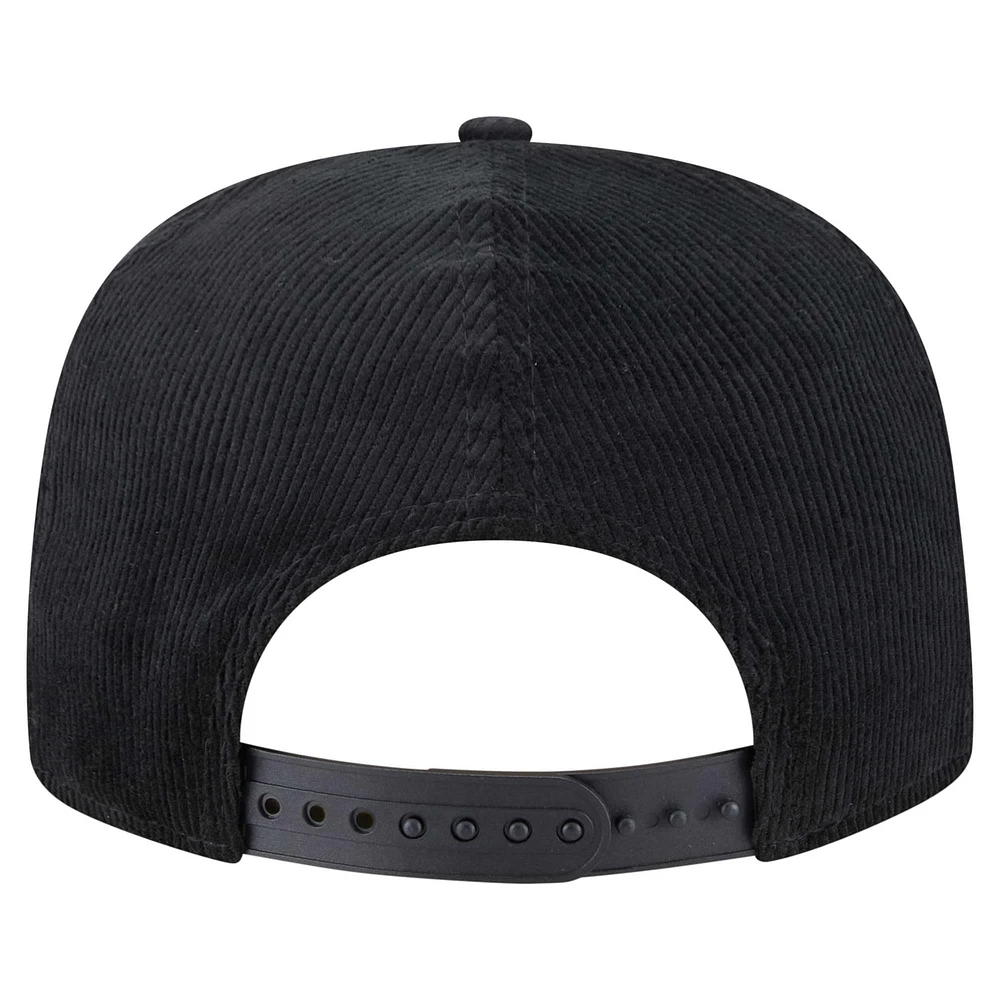 Men's New Era  Black New York Knicks Corduroy Gold Leaf Golfer Snapback Hat