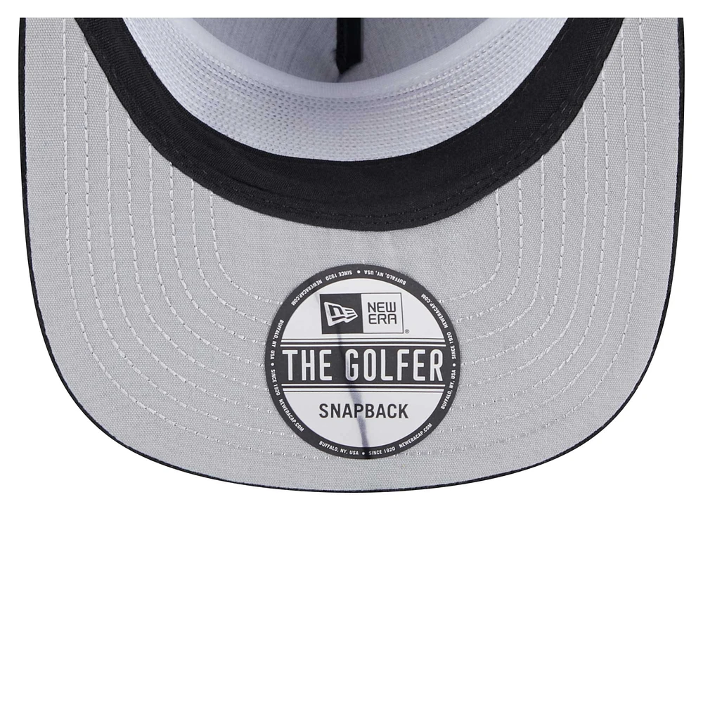Men's New Era  Black New York Knicks Corduroy Gold Leaf Golfer Snapback Hat