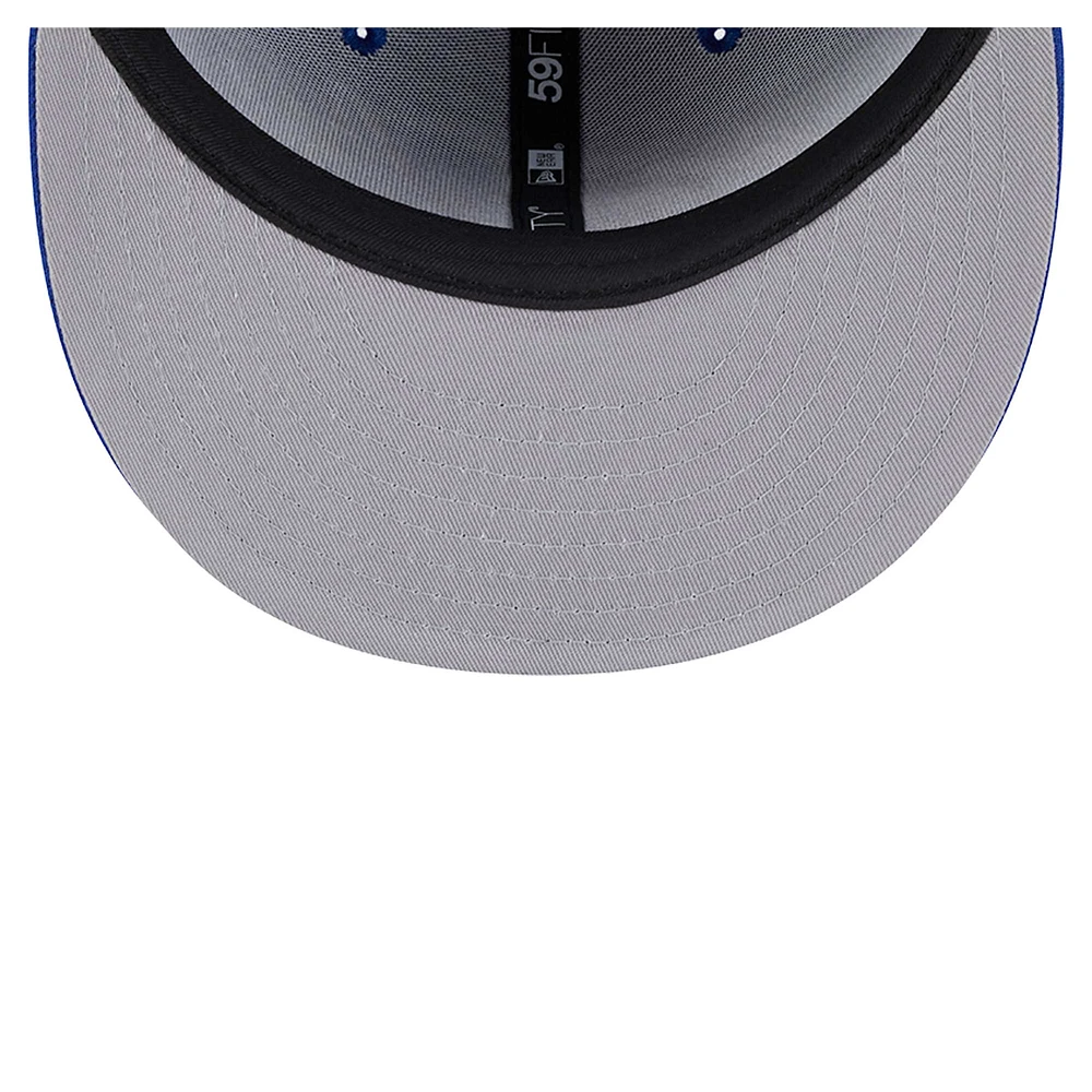 Men's New Era Blue York Knicks Sport Night Script Sided 59FIFTY Fitted Hat