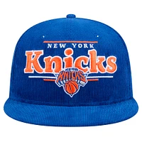 Men's New Era Blue New York Knicks Throwback Display Corduroy 9FIFTY Snapback Hat