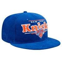 Men's New Era Blue New York Knicks Throwback Display Corduroy 9FIFTY Snapback Hat