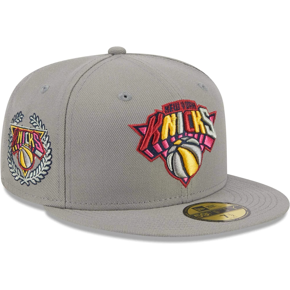 Casquette ajustée New Era Graphite York Knicks Colour Pack 59FIFTY pour homme