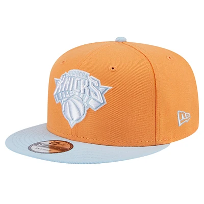 Pack de couleurs bicolores 9FIFTY Snapback pour hommes New Era orange/bleu clair New York Knicks