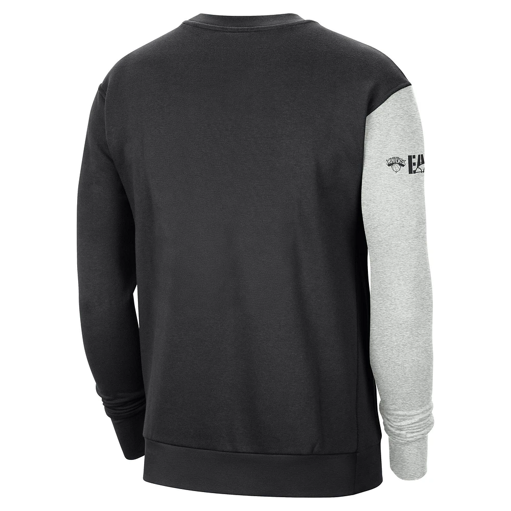 Men's Nike Black/Heather Gray New York Knicks Courtside Versus Force & Flight Pullover Sweatshirt