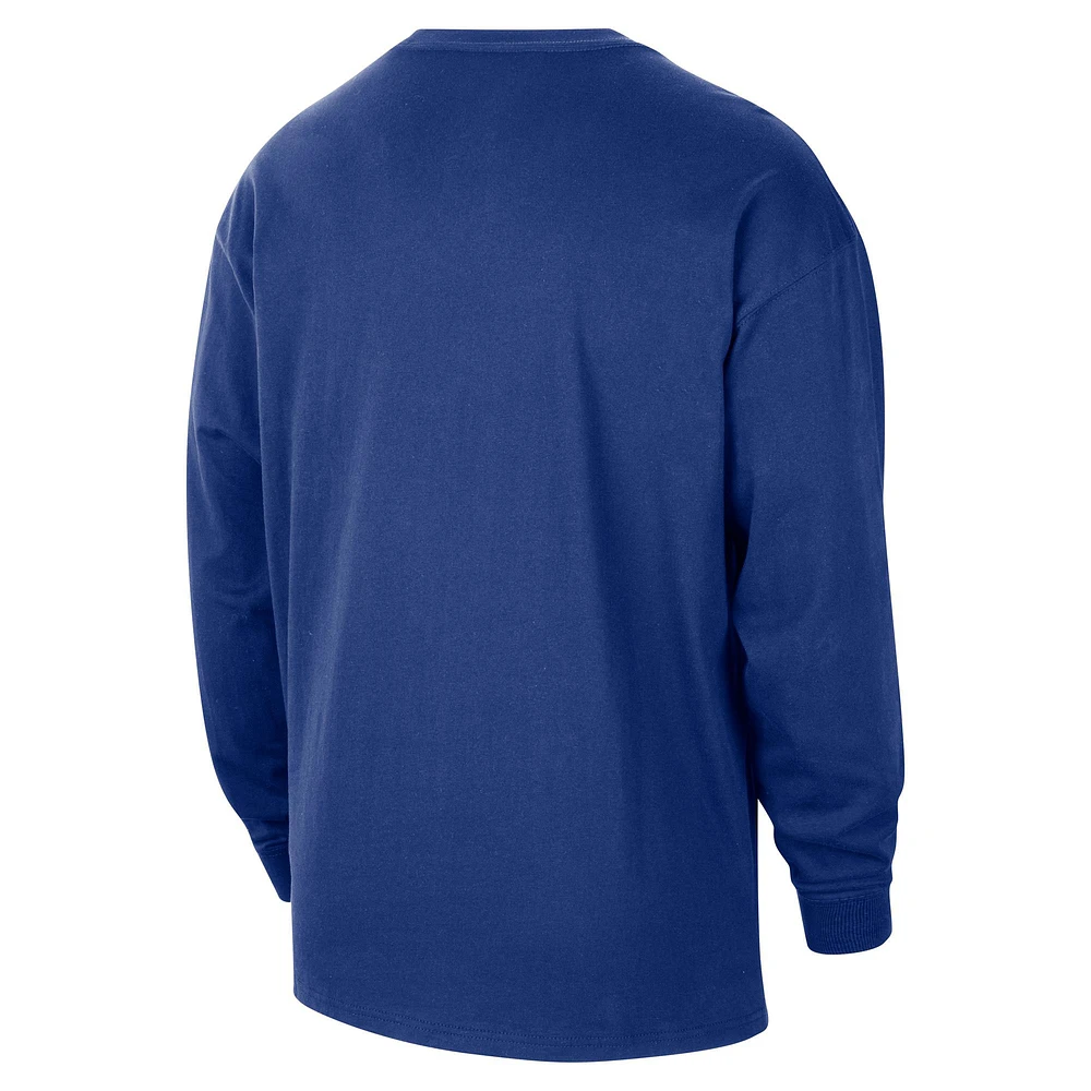 Men's Nike Blue New York Knicks 2024/25 City Edition Courtside Max90 Heavyweight Long Sleeve T-Shirt