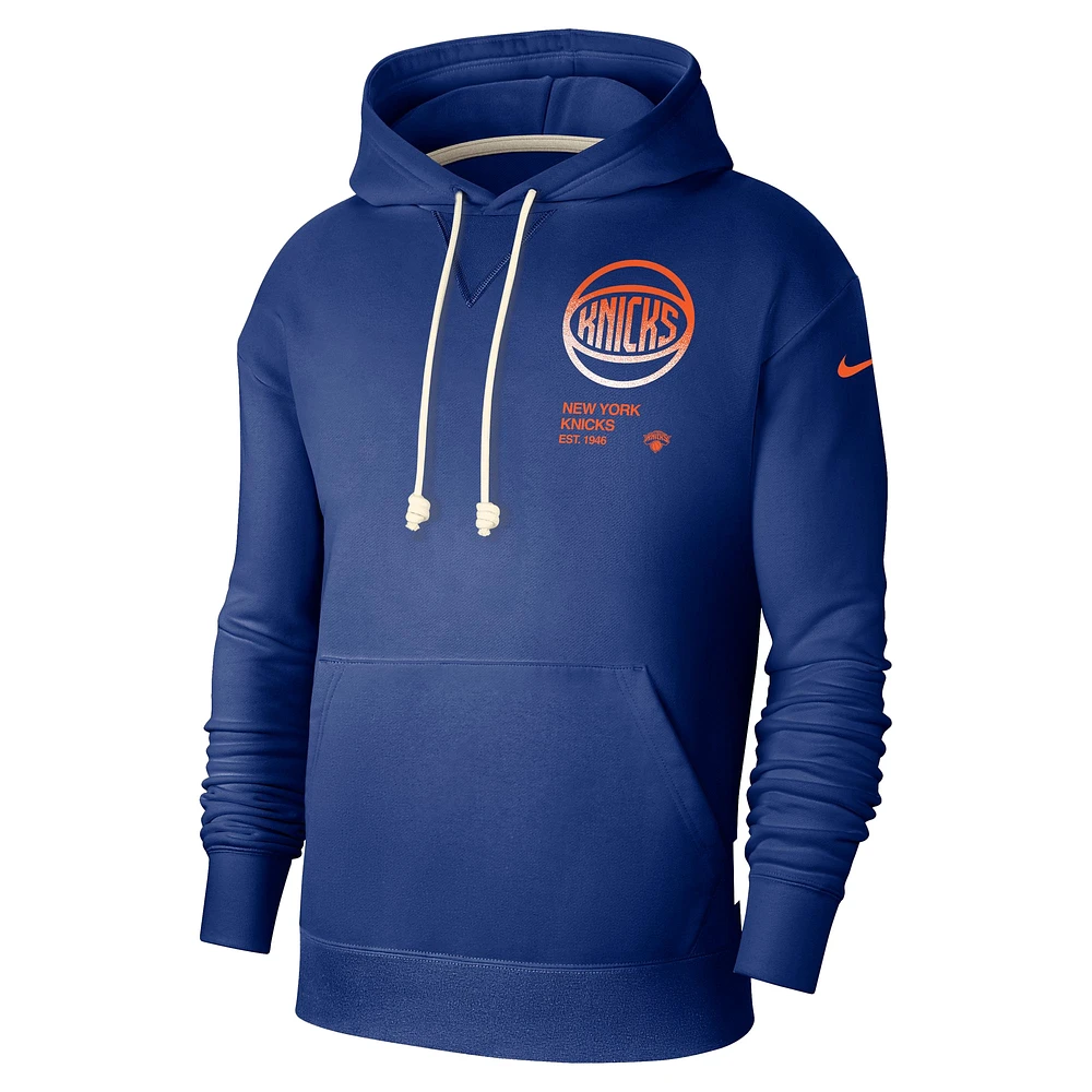 Men's Nike  Blue New York Knicks Courtside Standard Issue Premium Performance Pullover Hoodie