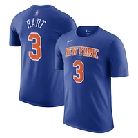 T-shirt avec nom et numéro Nike Josh Hart pour homme, bleu, New York Knicks Icon Edition
