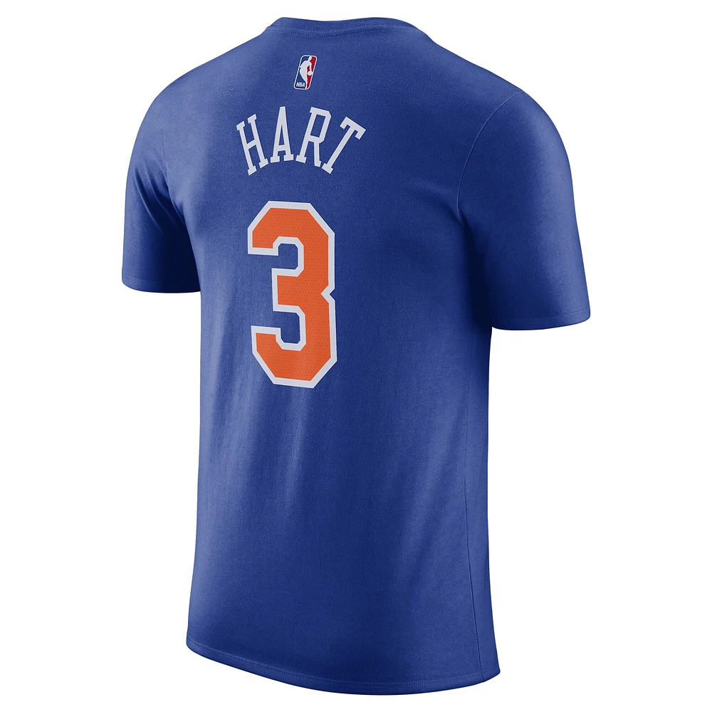 T-shirt avec nom et numéro Nike Josh Hart pour homme, bleu, New York Knicks Icon Edition