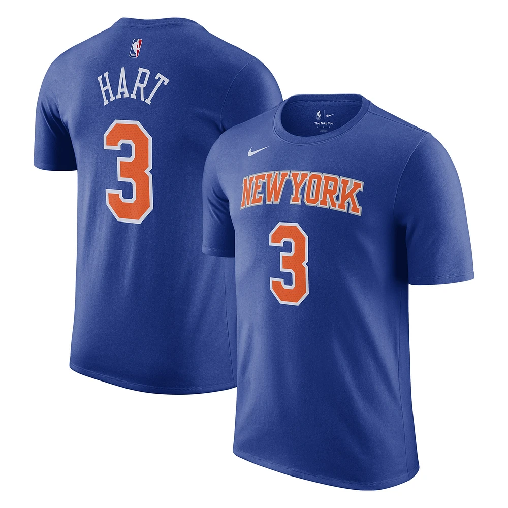 T-shirt avec nom et numéro Nike Josh Hart pour homme, bleu, New York Knicks Icon Edition