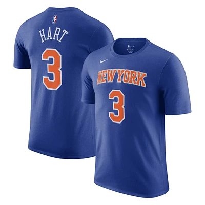 T-shirt avec nom et numéro Nike Josh Hart pour homme, bleu, New York Knicks Icon Edition