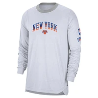 Men's Nike White New York Knicks 2024/25 City Edition Authentic Pregame Performance Long Sleeve Shooting T-Shirt