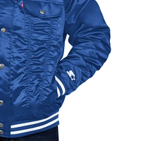Men's Starter x Levi's Blue New York Knicks Silver Label Trucker Satin Full-Snap Jacket