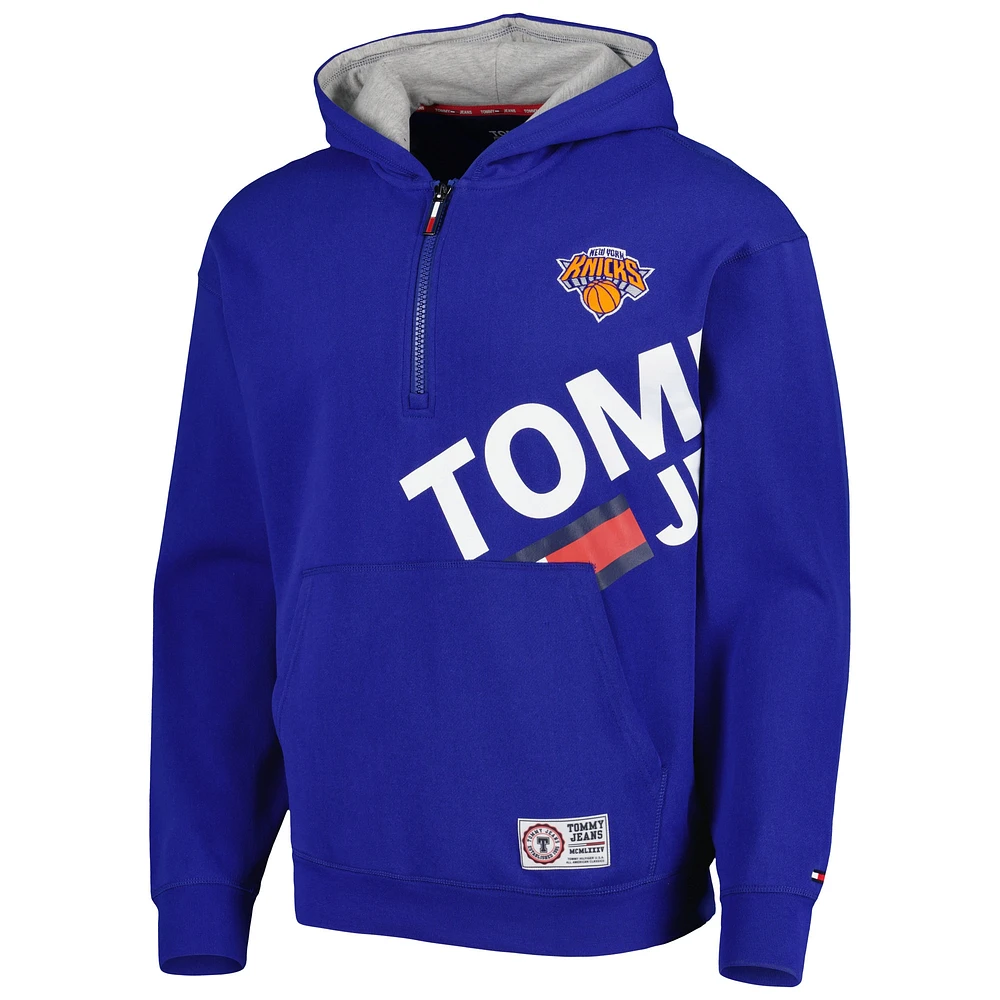 Men's Tommy Jeans Blue New York Knicks Bernard Half-Zip Hoodie