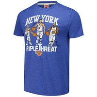 Unisex Homage Josh Hart/Mikal Bridges/Jalen Brunson Royal New York Knicks Triple Threat Tri-Blend T-Shirt