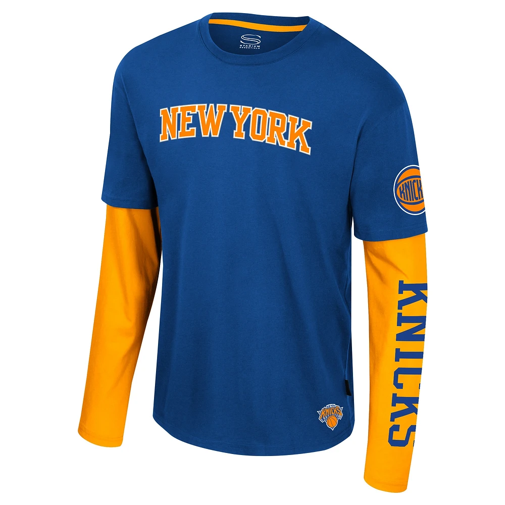 Unisex Stadium Essentials Royal New York Knicks Spectator 2fer Long Sleeve  T-Shirt