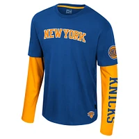 Unisex Stadium Essentials Royal New York Knicks Spectator 2fer Long Sleeve  T-Shirt