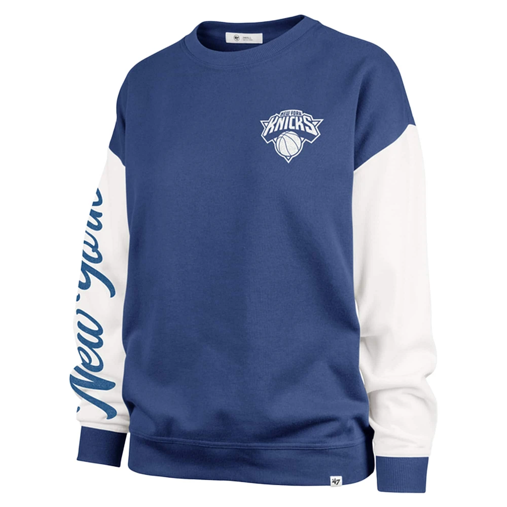 Women's '47 Blue New York Knicks Plus Oversized Rise Andie Pullover Sweatshirt