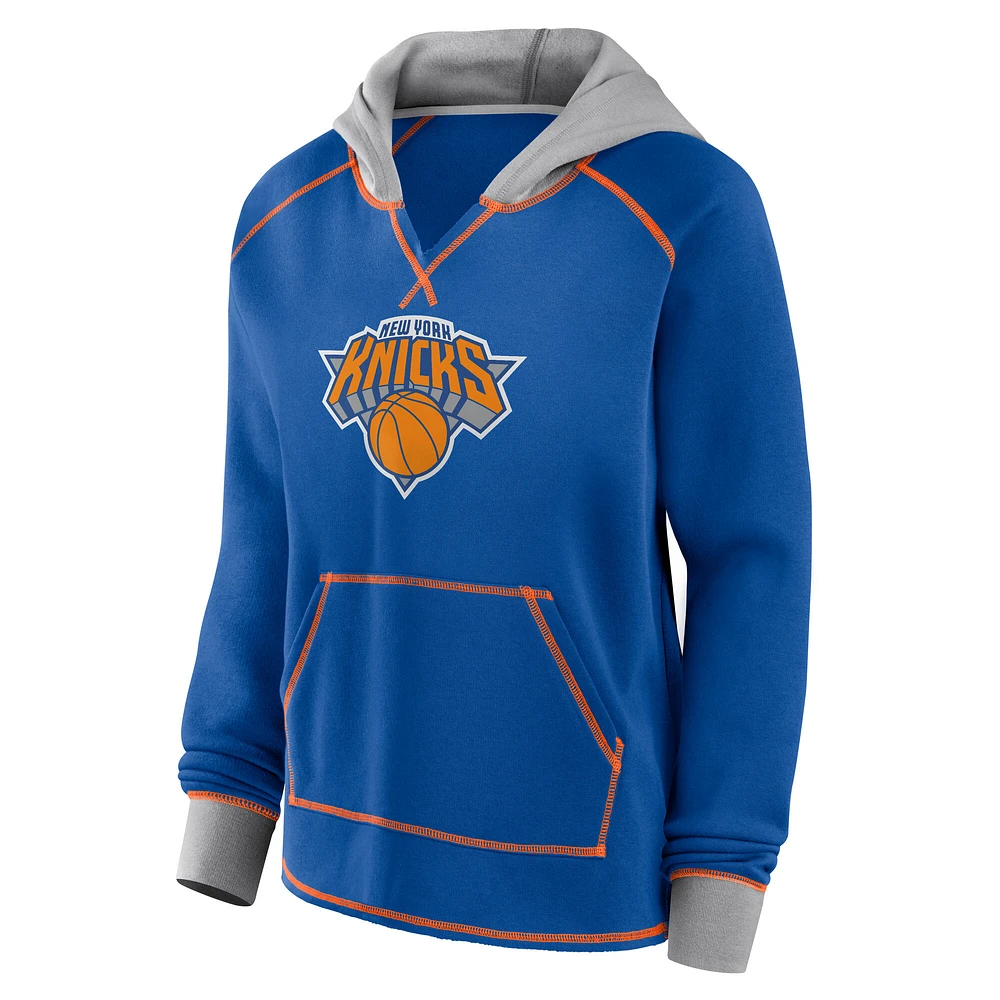 Women's Blue New York Knicks Boom Pullover Hoodie